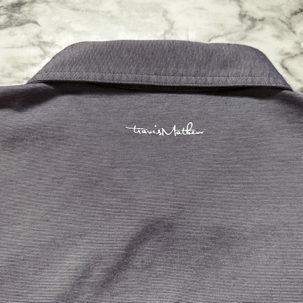 Travis Mathew Men's Golf Polo Shirt Size L Purple Striped Pima Cotton Blend - Picture 5 of 10